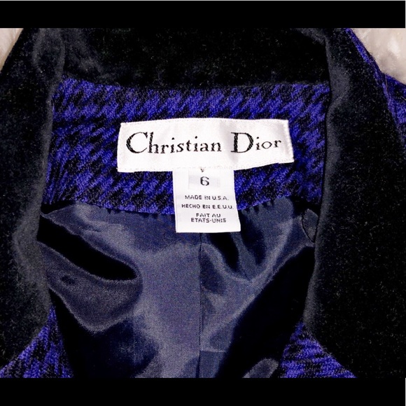 CHRISTIAN DIOR Vintage Purple Houndstooth Blazer - Picture 9 of 11